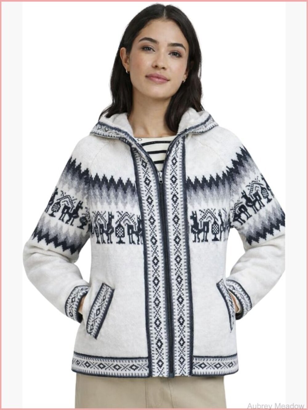 Genuine Alpaca Cardigan Sweater Lightweight Soft Long Sleeve Hooded Zip Up